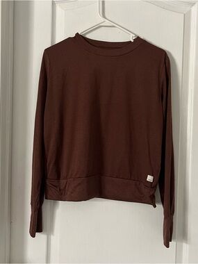 Vuori Brown Pullover Crew with Woven Logo